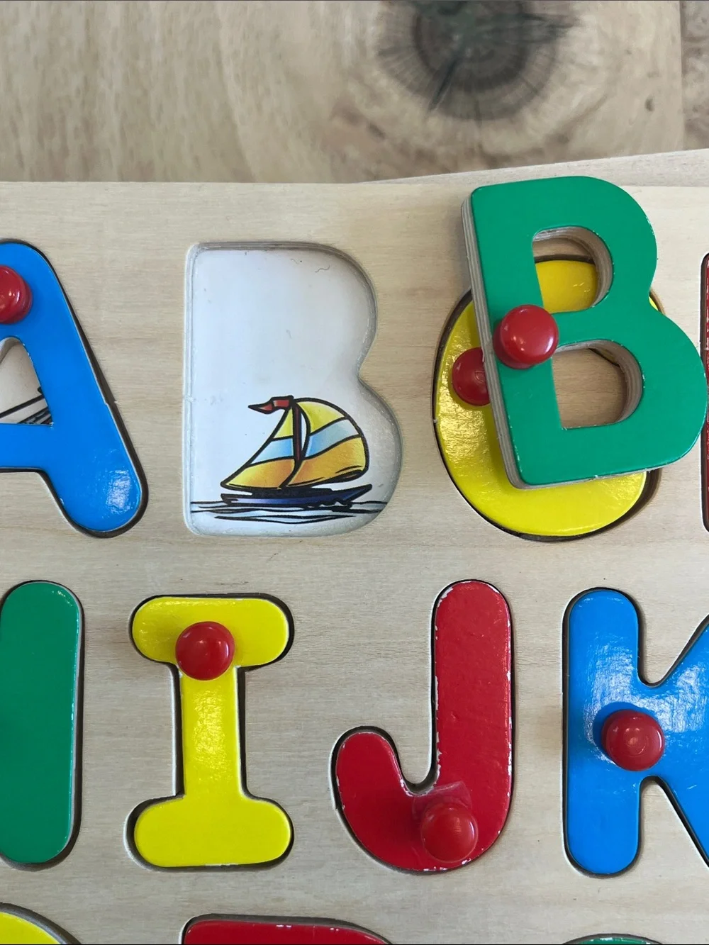 High Quality Wooden Alphabet & Number Peg Puzzle Set - Multicolor